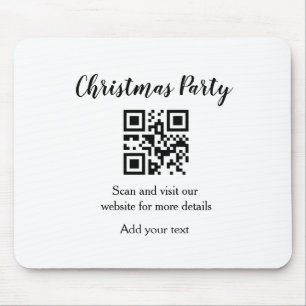 Simple christmas party website barcode QR add name Mouse Pad