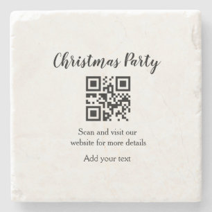 Simple christmas party website barcode QR add name Stone Coaster