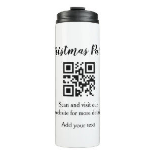 Simple christmas party website barcode QR add name Thermal Tumbler