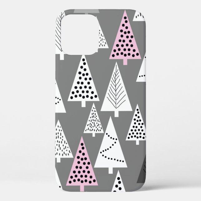 Simple Christmas pattern. Abstract grey and white  Case-Mate iPhone Case (Back)