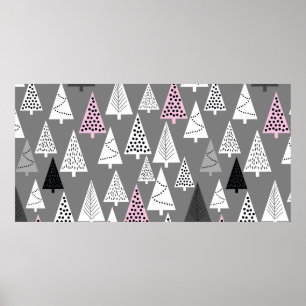 Simple Christmas pattern. Abstract grey and white Poster