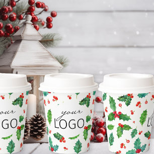 Simple Christmas Pattern Business Logo Paper Cups