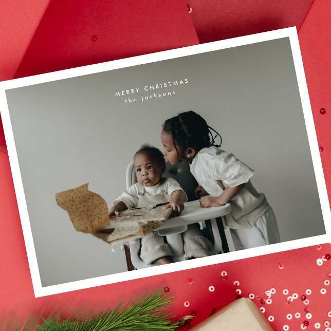 Simple Christmas Photo Frame Custom Text Greeting  Holiday Card (Creator Uploaded)