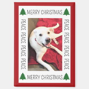 Simple Christmas Photo Frame of Funny Smiling Dog Magnet