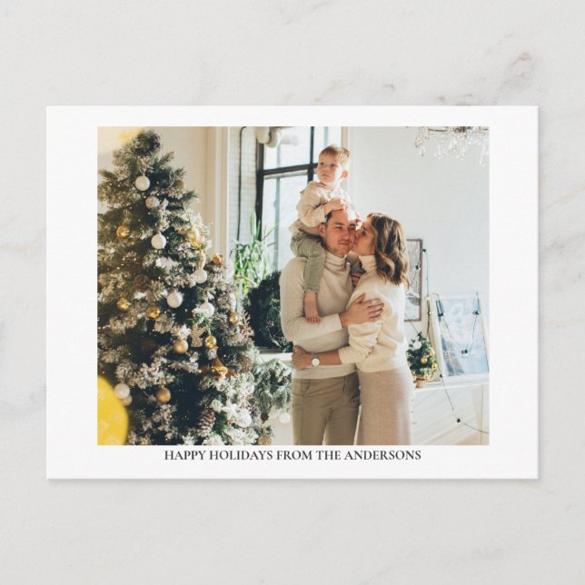 Simple Christmas Photo Holiday Message   Postcard (Front)