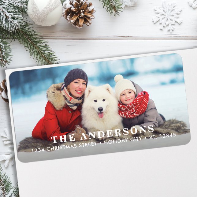 Simple Christmas Photo Personalised Return Address Label (Creator Uploaded)