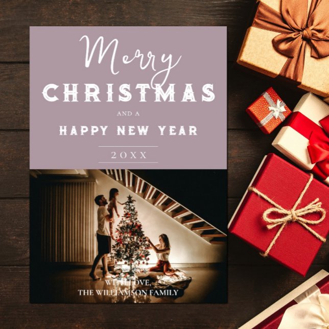 Simple Christmas Photo | Pink Holiday Card (Pink Simple Christmas Photo Holiday Card)