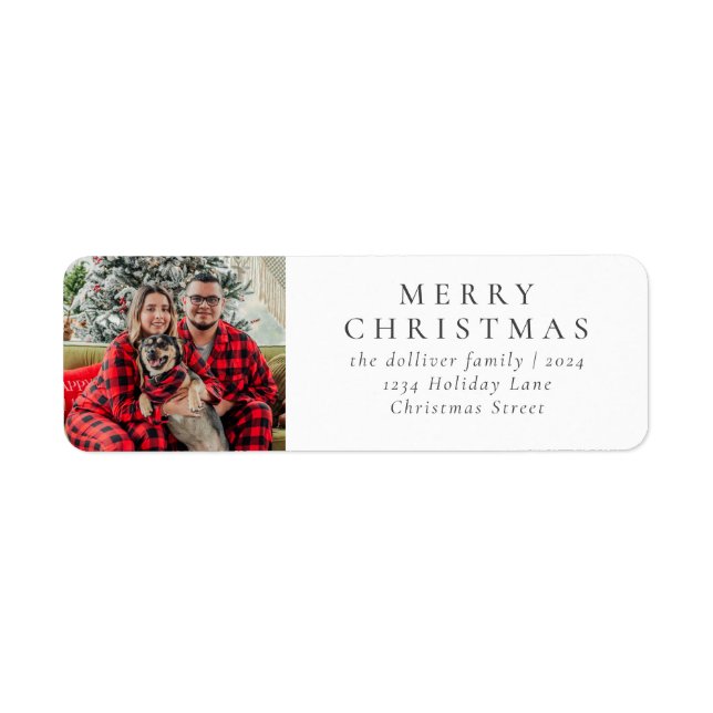 Simple Christmas Photo Return Address Label (Front)