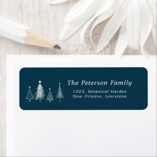 Simple Christmas Pine Tree   Navy Blue Address  Return Address Label