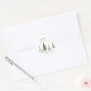 Simple Christmas Pine Tree Pattern   Green Classic Round Sticker