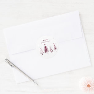 Simple Christmas Pine Tree Pattern   Purple Plum Classic Round Sticker