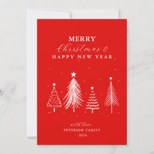 Simple Christmas Pine Tree Pattern Vertical Holiday Card