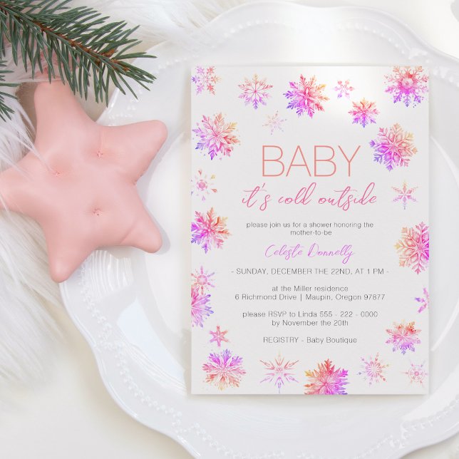 Simple Christmas Pink Baby Its Cold Outside Shower Invitation (Creator Uploaded)