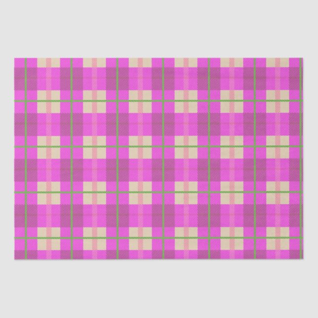 Simple Christmas Plaid Pink Purple Chequered  Tissue Paper (Front)
