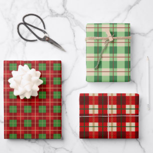 Simple Christmas Plaid Red And Green Checkered Wrapping Paper Sheet