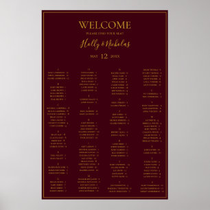 Simple Christmas Red Alphabetical Seating Chart