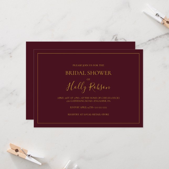 Simple Christmas | Red Horizontal Bridal Shower Invitation (Front/Back In Situ)