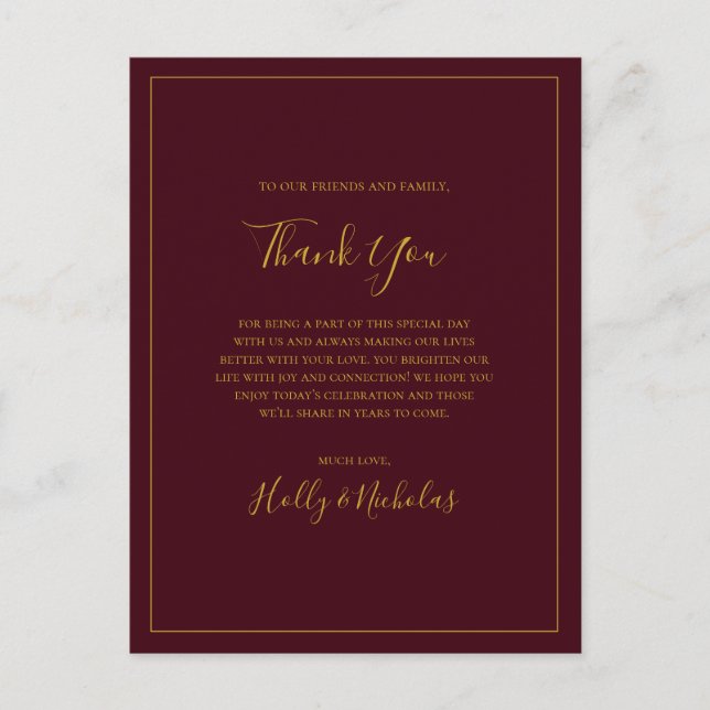 Simple Christmas Red Thank You Reception Card (Front)