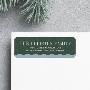 Simple Christmas return address green and blue Label