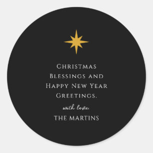 Simple Christmas Star Personalised Religious Classic Round Sticker