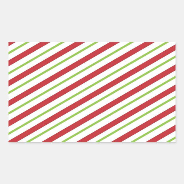 Simple Christmas Stripes Rectangular Sticker (Front)
