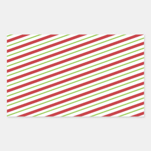 Simple Christmas Stripes Rectangular Sticker