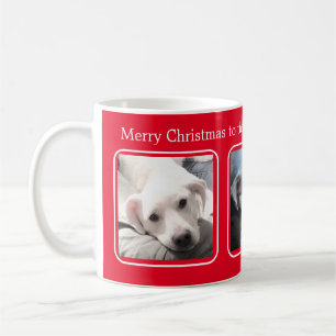 Simple Christmas Three Photos Red and White Coffee Mug