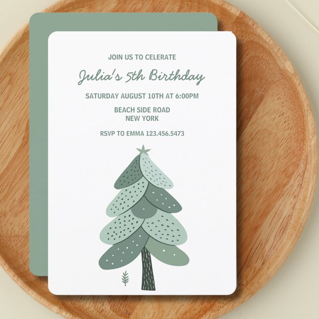 Simple Christmas tree Birthday  Invitation (Creator Uploaded)