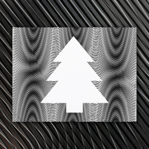 Simple Christmas Tree Black & White Stripes Trippy Holiday Postcard