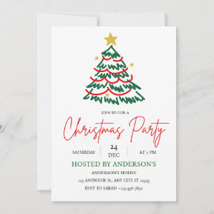Simple Christmas Tree Invitation - holidays invite
