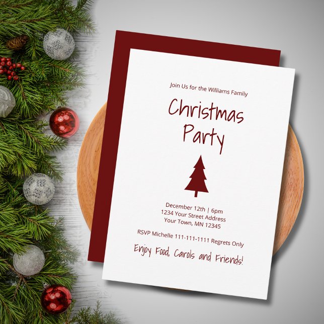 Simple Christmas Tree Modern Holiday Party  Invitation (Creator Uploaded)
