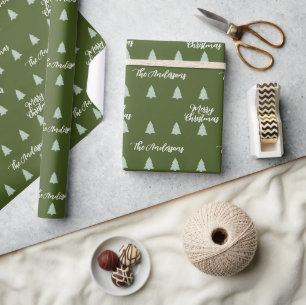 Simple Christmas Tree Monogram Wrapping Paper