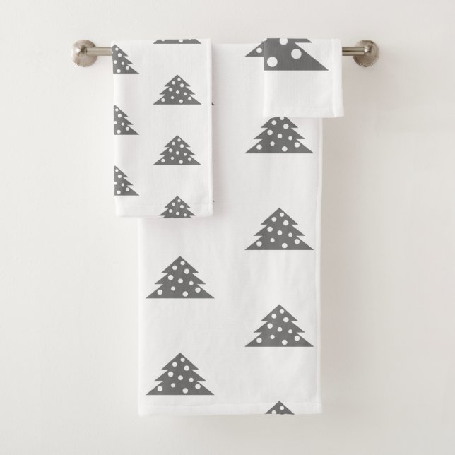 Simple Christmas Tree Pattern Bath Towel Set (Insitu)