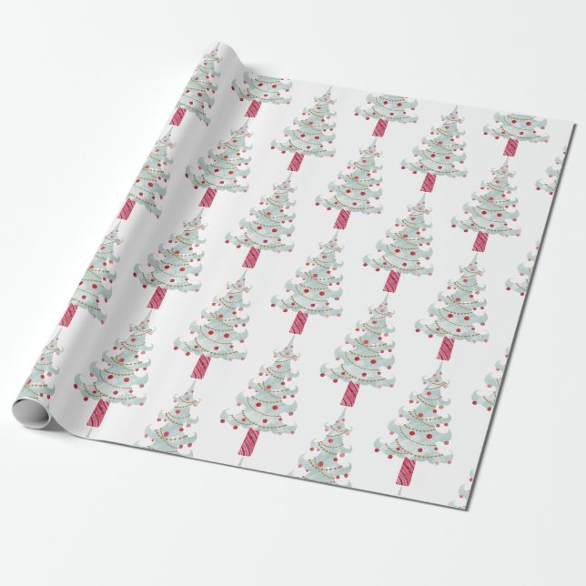 Simple Christmas Tree Pattern  Wrapping Paper (Unrolled)