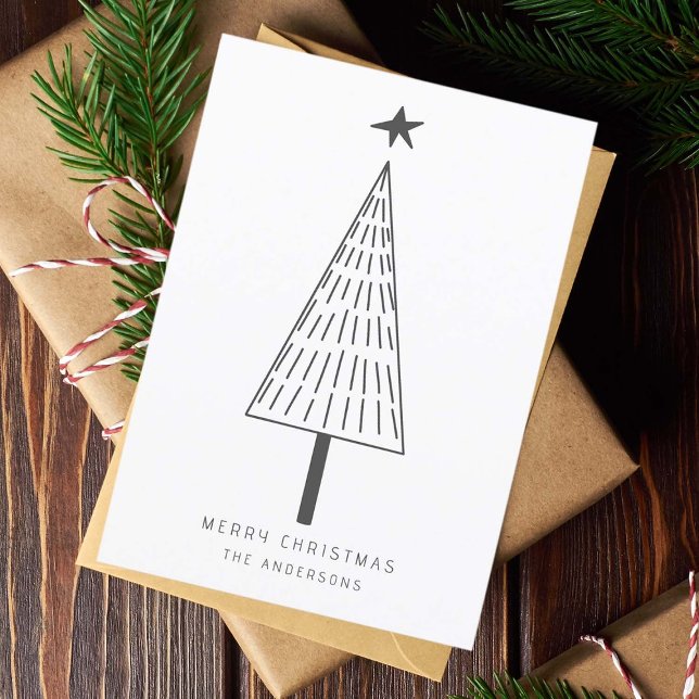 Simple Christmas Tree Photo Flat Holiday Card (Creator Uploaded)