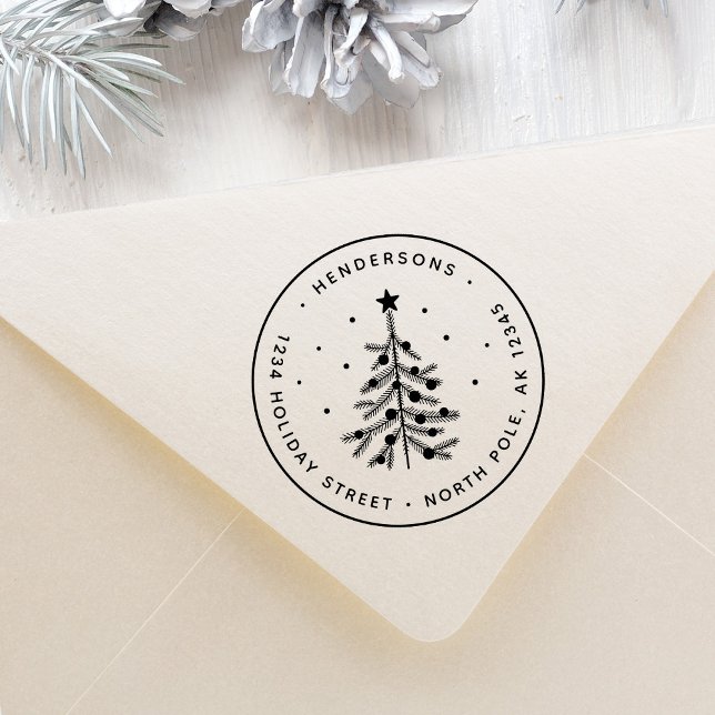 Simple Christmas Tree Return Address Rubber Stamp (Creator Uploaded)