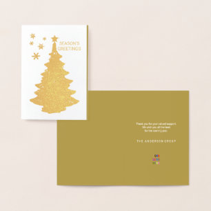 Simple Christmas Tree Seasons Greetings Holiday Foil Card