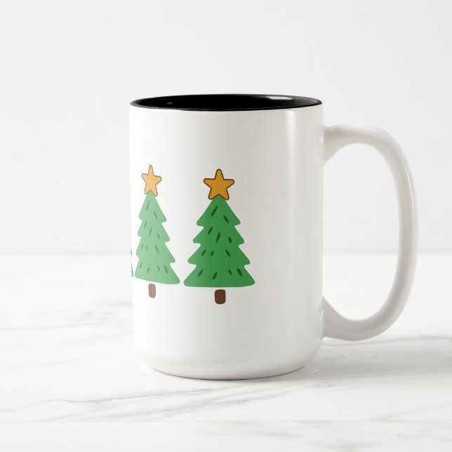 Simple Christmas Tree  Two-Tone Coffee Mug (Right)
