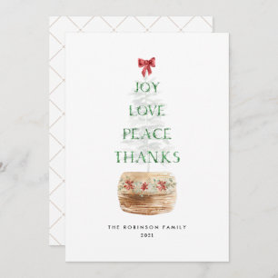 Simple Christmas Tree Typography Green Red Holiday Card