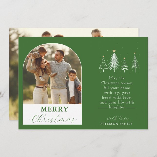 Simple Christmas Tree Vector Arch 2 Photo  Holiday Card (Front/Back)