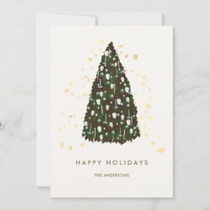 Simple Christmas Tree White Christmas Holiday Card