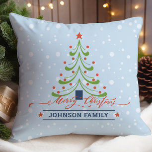 Simple Christmas Tree with Personalised Name Cushion