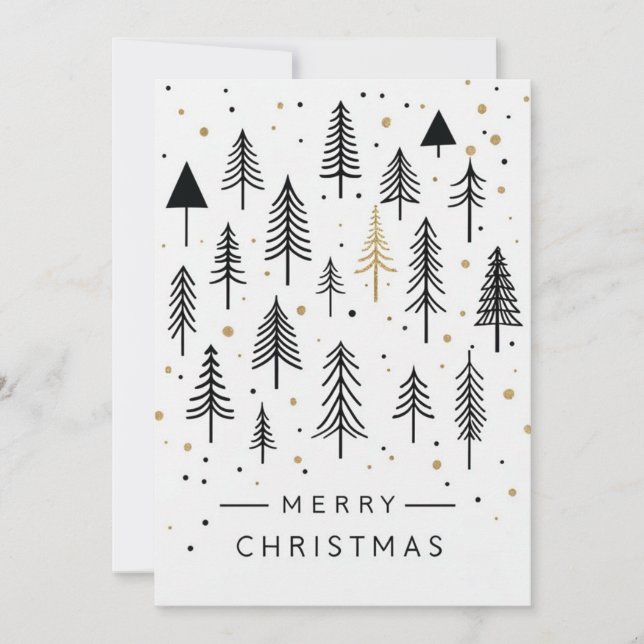 Simple Christmas Trees Merry Christmas Holiday Card (Front)