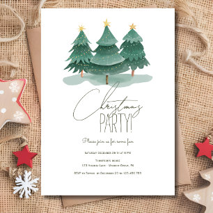 Simple christmas trees party invitation