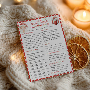 Simple Christmas Winter Secret Santa Questionnaire Flyer