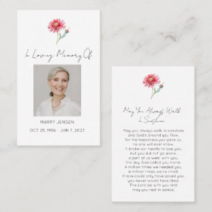 Simple Chrysanthemum Photo Funeral Prayer Card