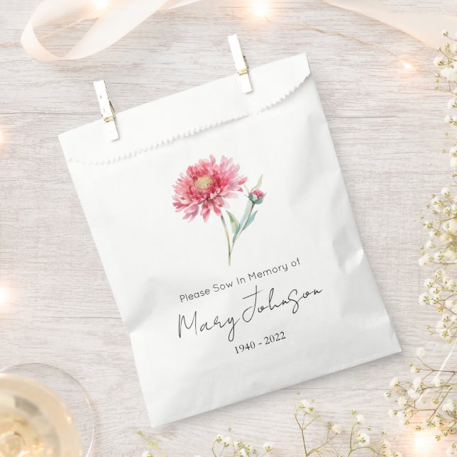 Simple Chrysanthemum Seed packet Funeral  Favour Bag (Clipped)