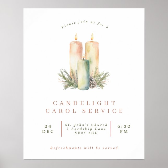 Simple Church Candlelight Carol Service Poster (Front)