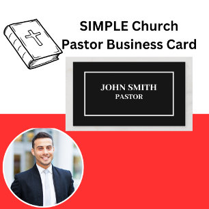 SIMPLE Church Pastor Black and White Business Card