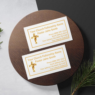 Simple Church Pastor Classy Gold Business Cards